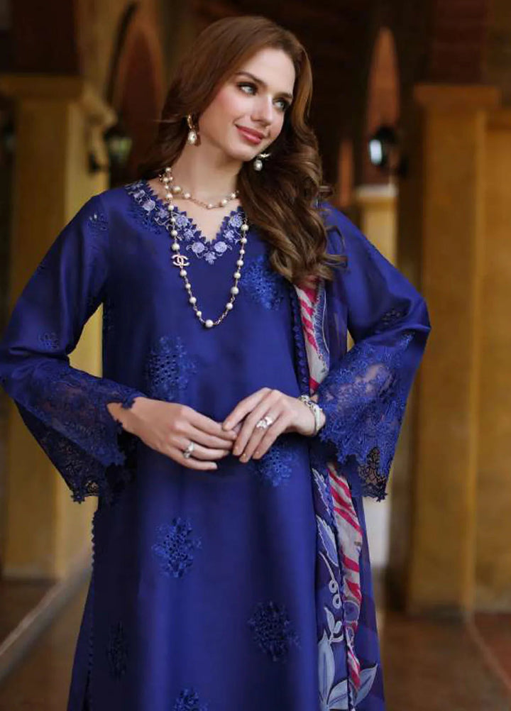 Noor by Saadia Asad Embroidered Lawn Suits Unstitched 3 Piece NSA24EL D12 - Luxury Collection