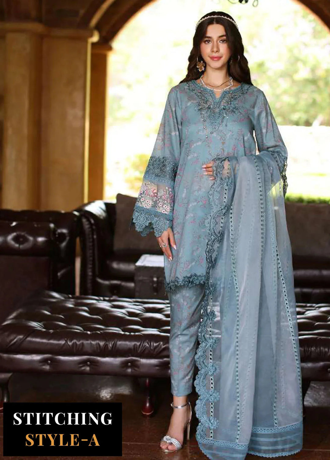 Noor by Saadia Asad Embroidered Lawn Suits Unstitched 3 Piece NSA24EL D2 - Luxury Collection