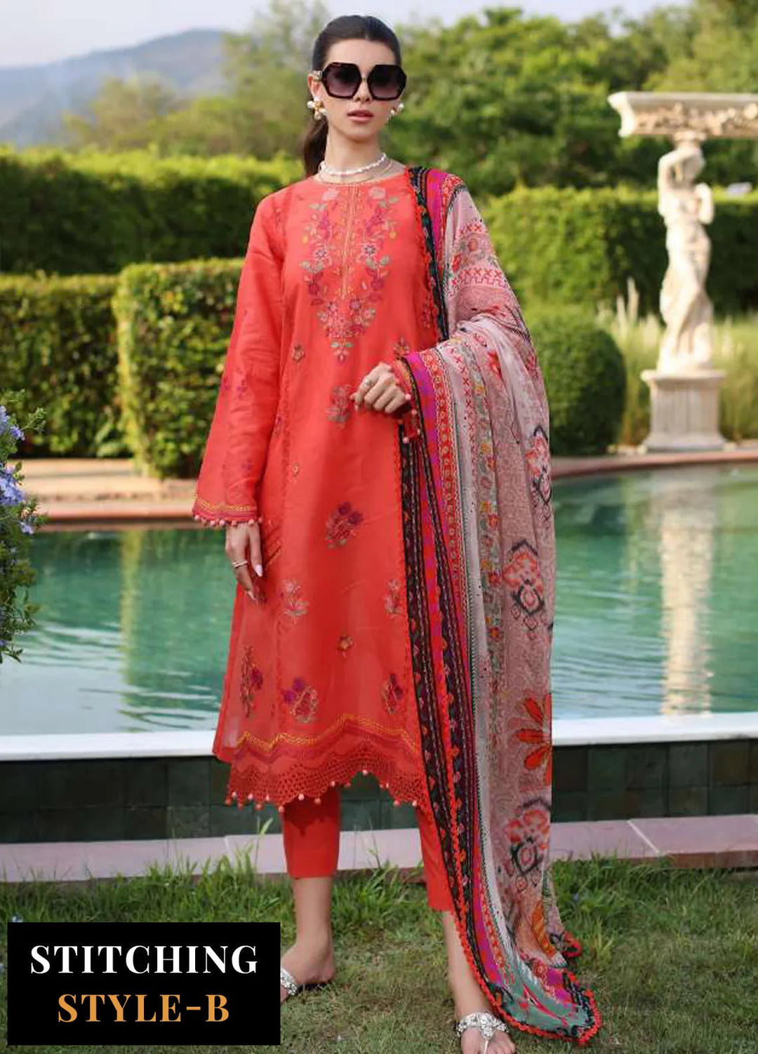 Noor by Saadia Asad Embroidered Lawn Suits Unstitched 3 Piece NSA24EL D3 - Luxury Collection