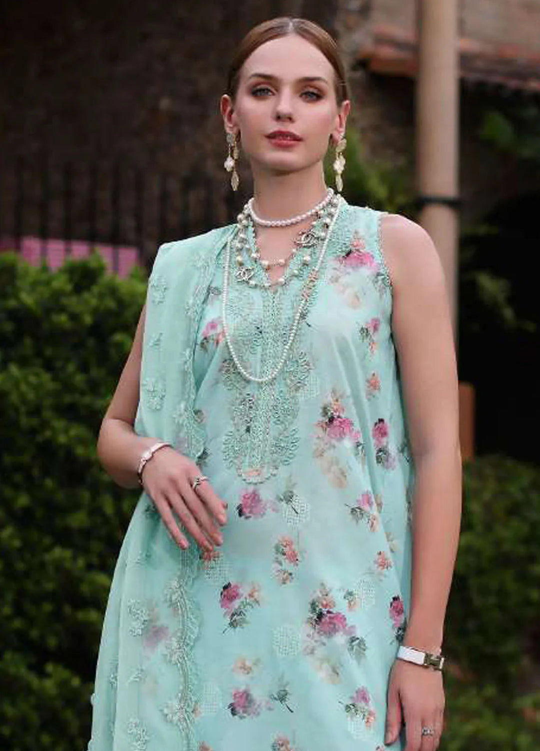Noor by Saadia Asad Embroidered Lawn Suits Unstitched 3 Piece NSA24EL D5 - Luxury Collection