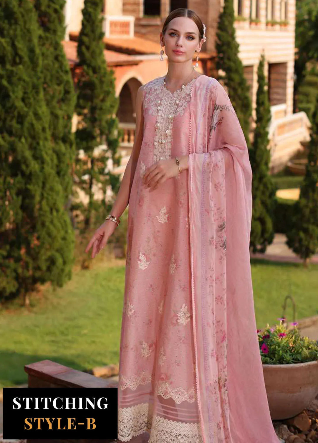 Noor by Saadia Asad Embroidered Lawn Suits Unstitched 3 Piece NSA24EL D7 - Luxury Collection