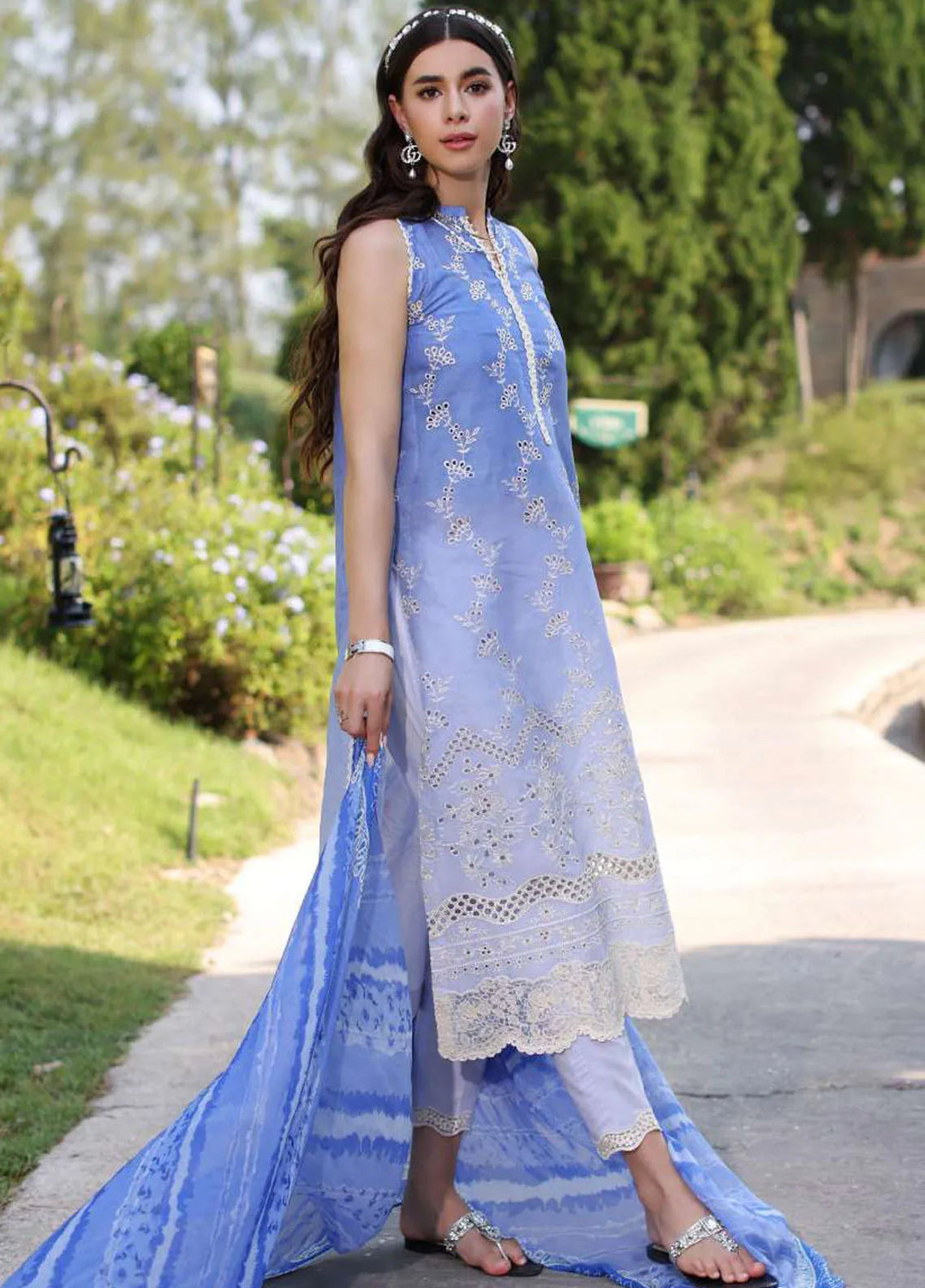 Noor by Saadia Asad Embroidered Lawn Suits Unstitched 3 Piece NSA24EL D8 - Luxury Collection