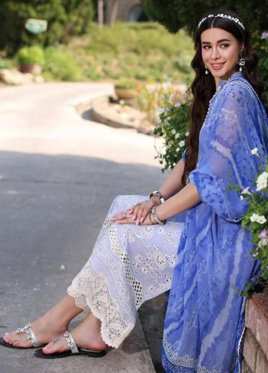 Noor by Saadia Asad Embroidered Lawn Suits Unstitched 3 Piece NSA24EL D8 - Luxury Collection