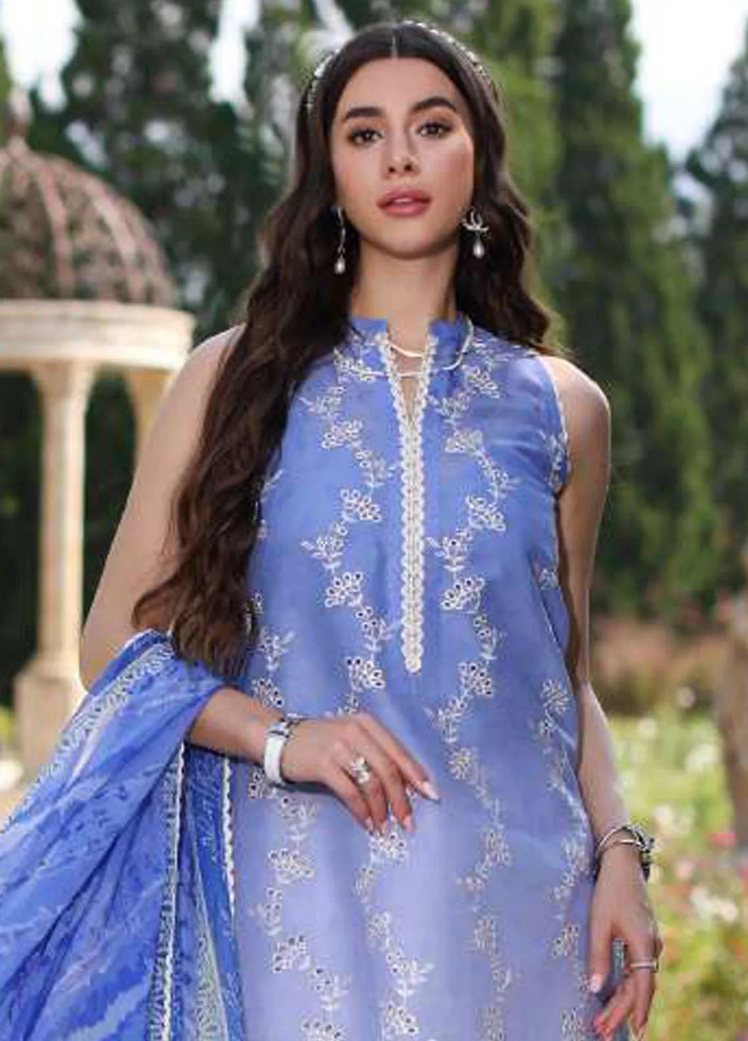 Noor by Saadia Asad Embroidered Lawn Suits Unstitched 3 Piece NSA24EL D8 - Luxury Collection