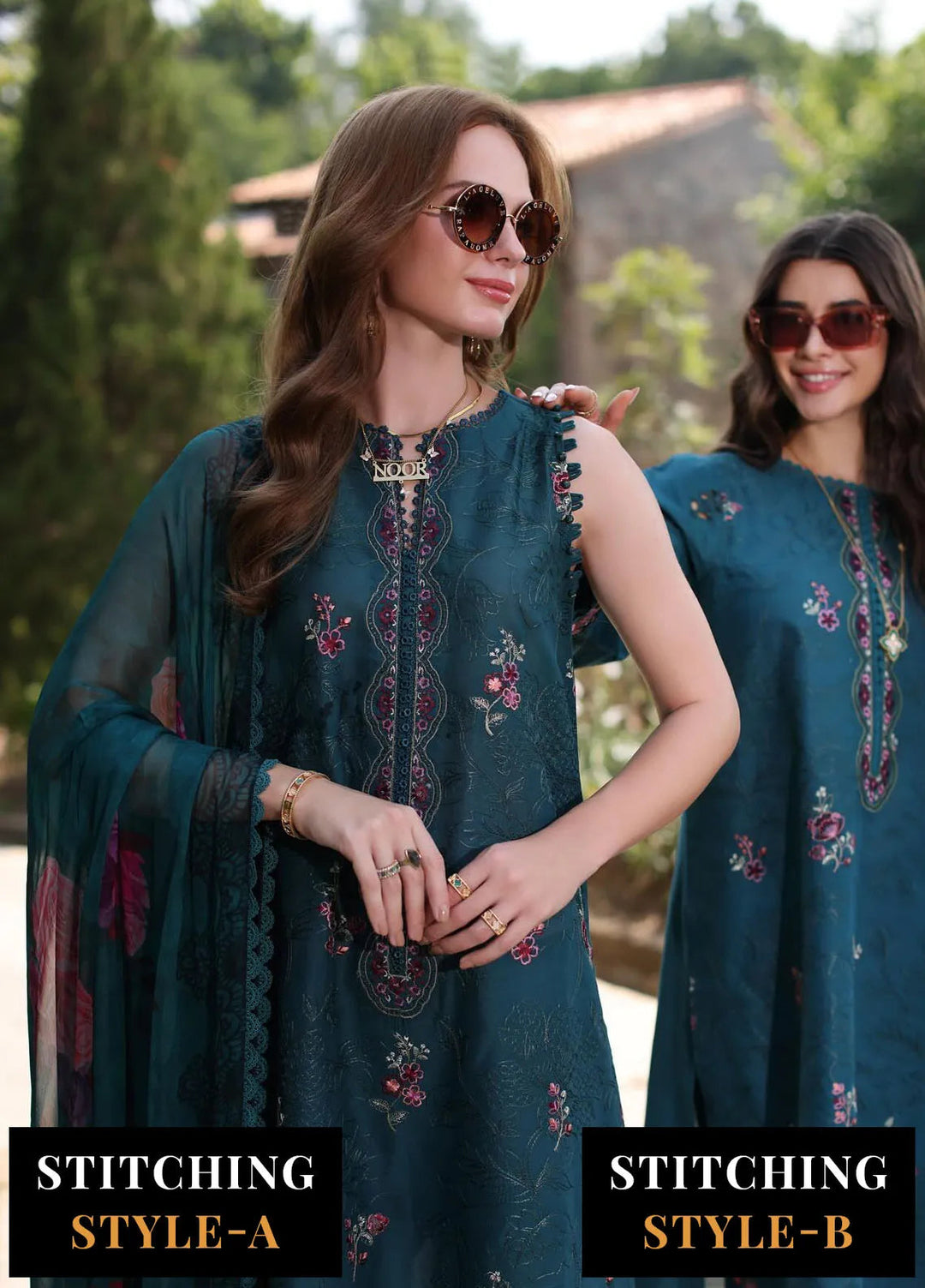 Noor by Saadia Asad Embroidered Lawn Suits Unstitched 3 Piece NSA24EL D9 - Luxury Collection