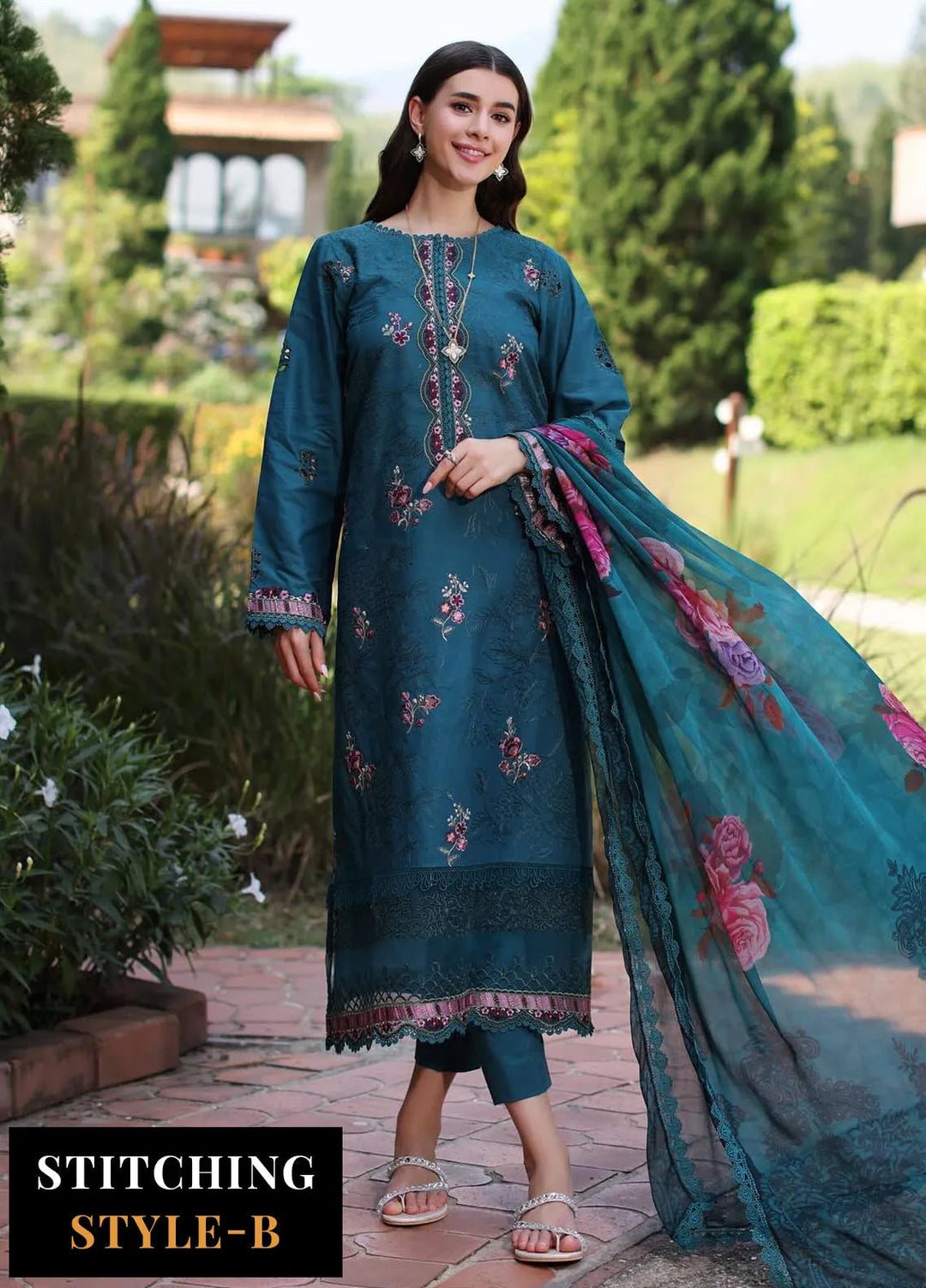 Noor by Saadia Asad Embroidered Lawn Suits Unstitched 3 Piece NSA24EL D9 - Luxury Collection