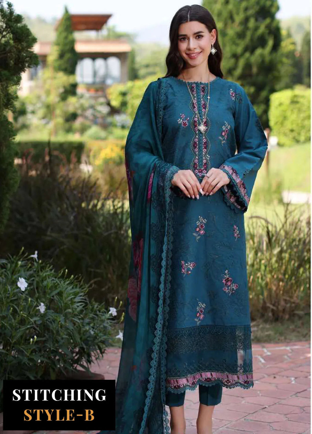 Noor by Saadia Asad Embroidered Lawn Suits Unstitched 3 Piece NSA24EL D9 - Luxury Collection