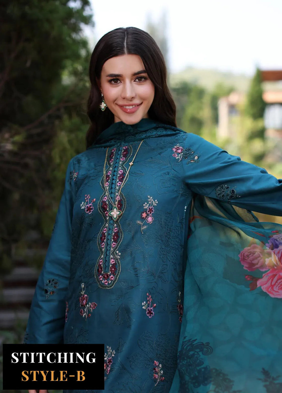 Noor by Saadia Asad Embroidered Lawn Suits Unstitched 3 Piece NSA24EL D9 - Luxury Collection