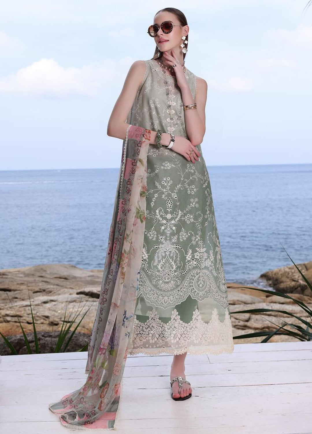 Noor by Saadia Asad Embroidered Lawn Suits Unstitched 3 Piece NSA24LP D1-A - Summer Collection