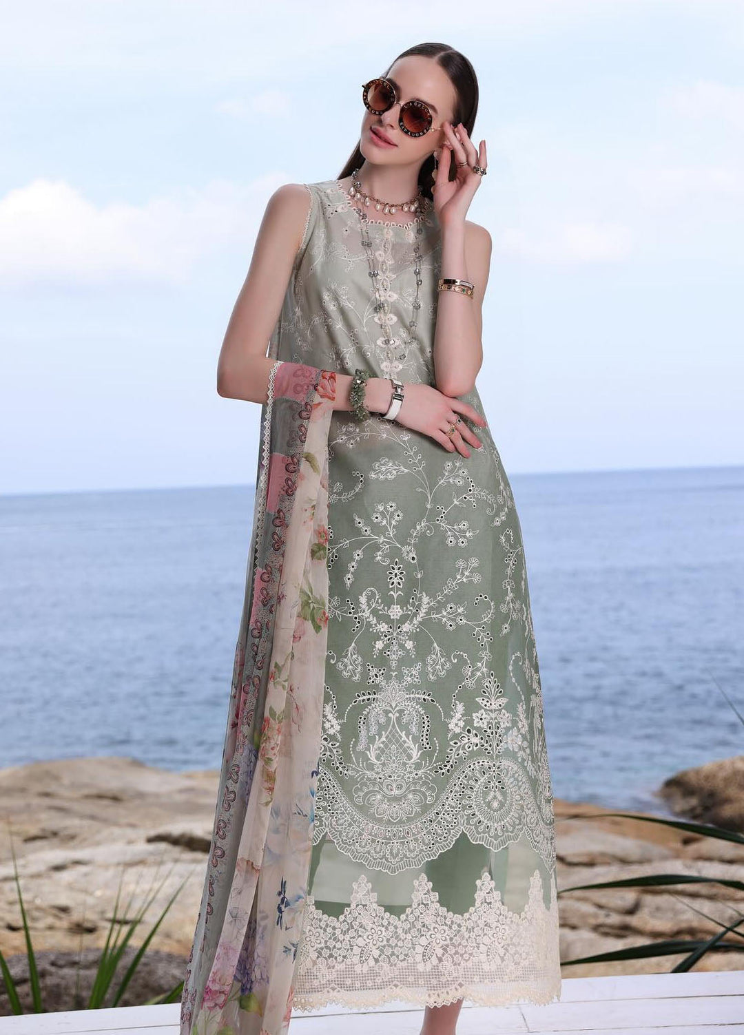 Noor by Saadia Asad Embroidered Lawn Suits Unstitched 3 Piece NSA24LP D1-A - Summer Collection