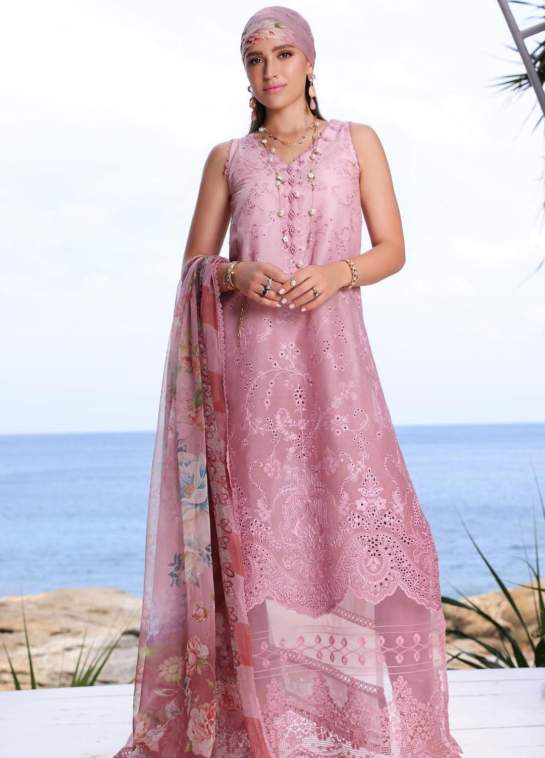 Noor by Saadia Asad Embroidered Lawn Suits Unstitched 3 Piece NSA24LP D1-B - Summer Collection