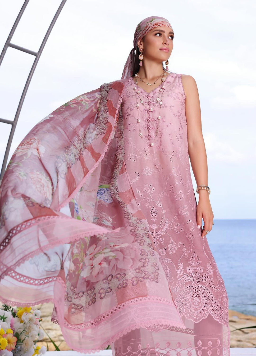 Noor by Saadia Asad Embroidered Lawn Suits Unstitched 3 Piece NSA24LP D1-B - Summer Collection