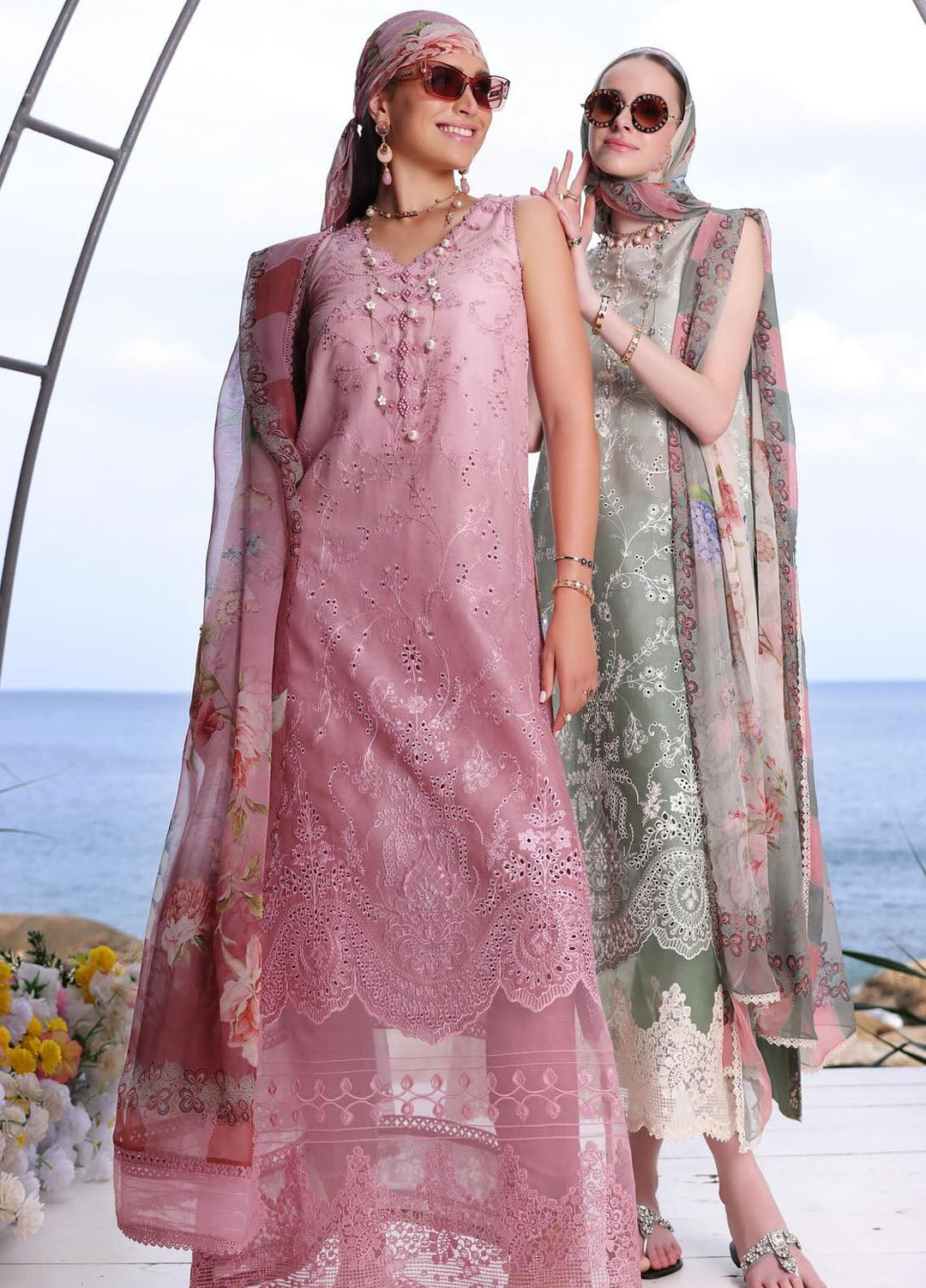 Noor by Saadia Asad Embroidered Lawn Suits Unstitched 3 Piece NSA24LP D1-B - Summer Collection
