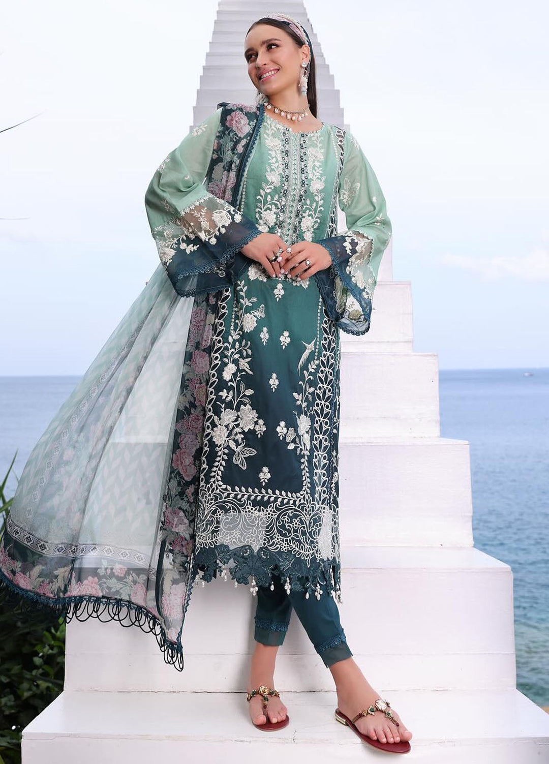 Noor by Saadia Asad Embroidered Lawn Suits Unstitched 3 Piece NSA24LP D2-A - Summer Collection