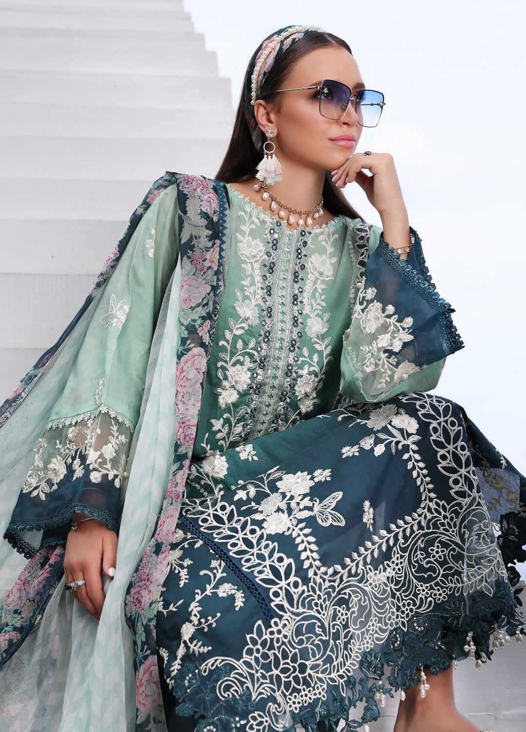 Noor by Saadia Asad Embroidered Lawn Suits Unstitched 3 Piece NSA24LP D2-A - Summer Collection