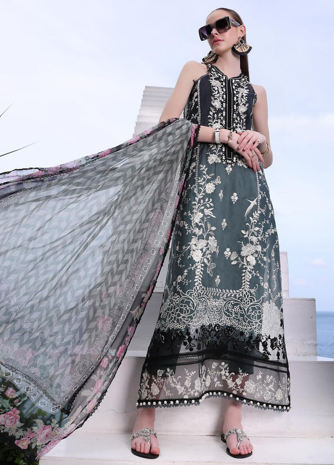 Noor by Saadia Asad Embroidered Lawn Suits Unstitched 3 Piece NSA24LP D2-B - Summer Collection