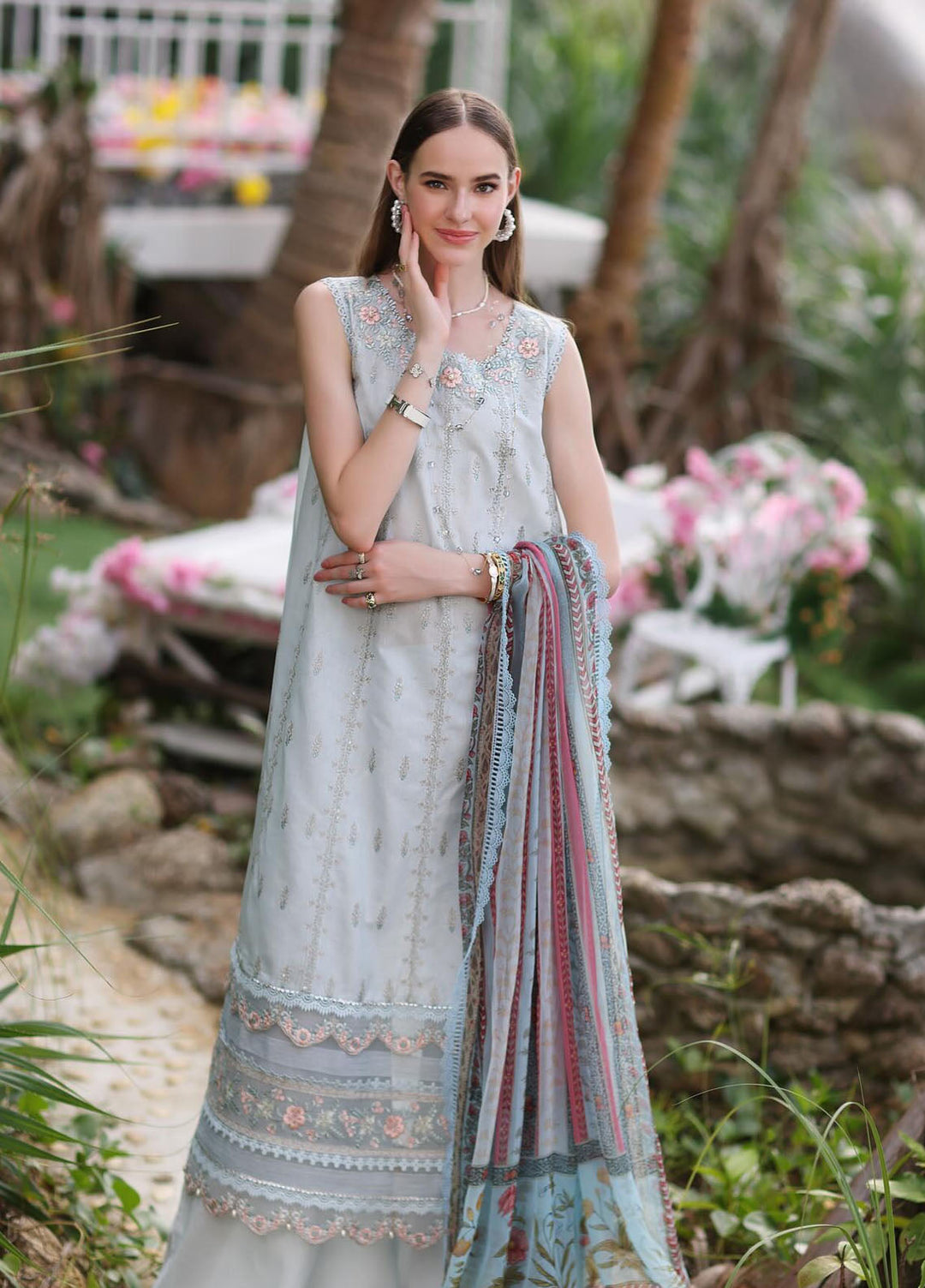 Noor by Saadia Asad Embroidered Lawn Suits Unstitched 3 Piece NSA24LP D3-B - Summer Collection