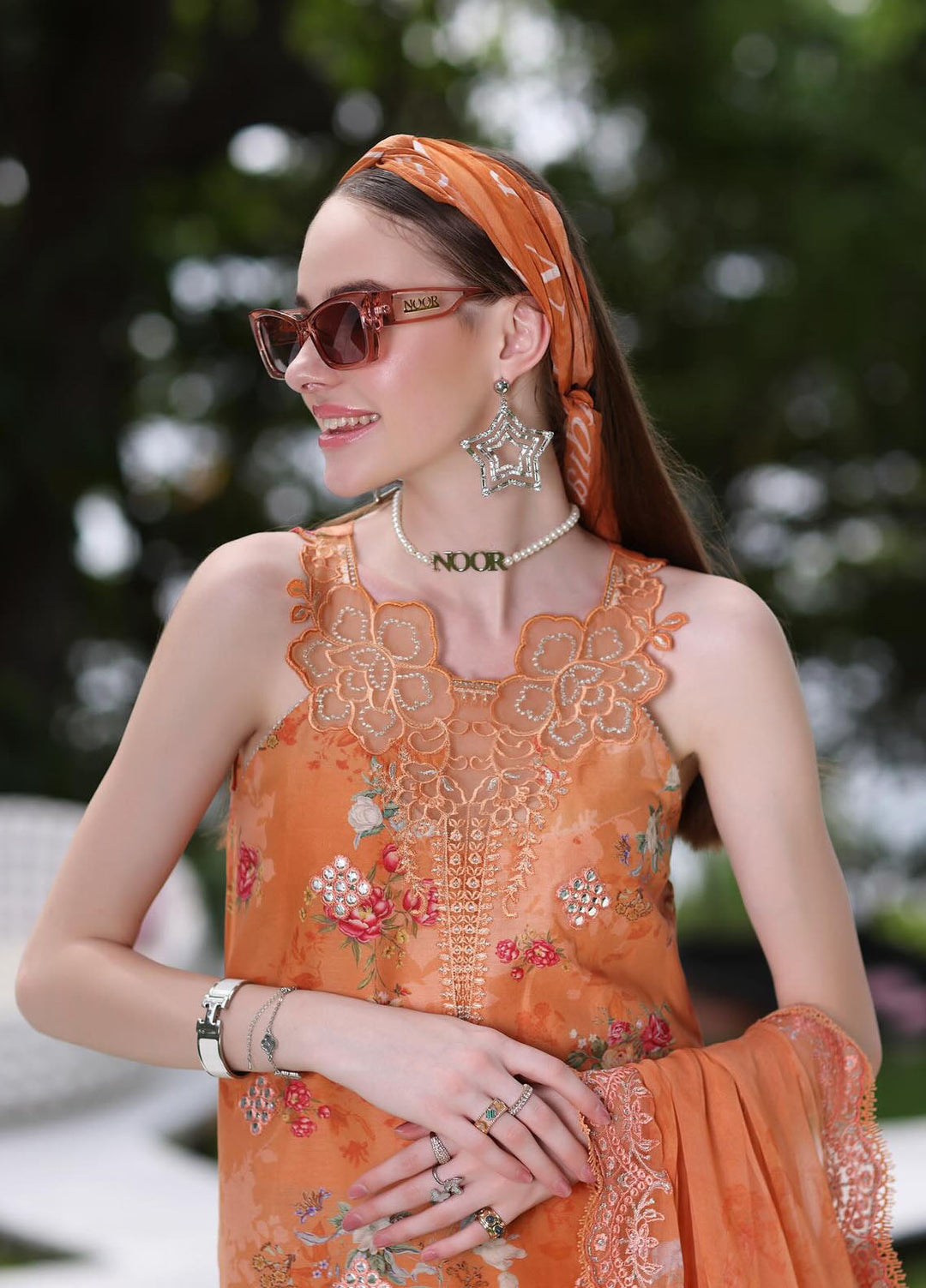 Noor by Saadia Asad Embroidered Lawn Suits Unstitched 3 Piece NSA24LP D4-A - Summer Collection