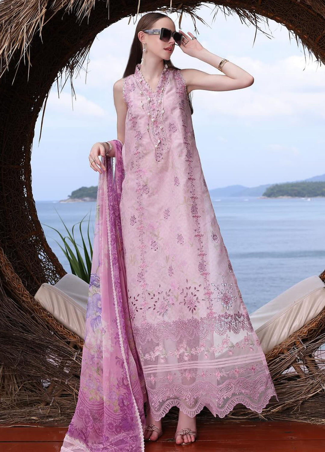 Noor by Saadia Asad Embroidered Lawn Suits Unstitched 3 Piece NSA24LP D5-A - Summer Collection