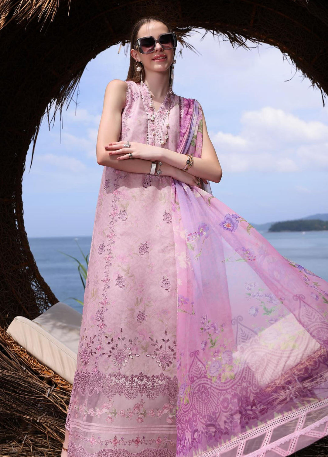 Noor by Saadia Asad Embroidered Lawn Suits Unstitched 3 Piece NSA24LP D5-A - Summer Collection