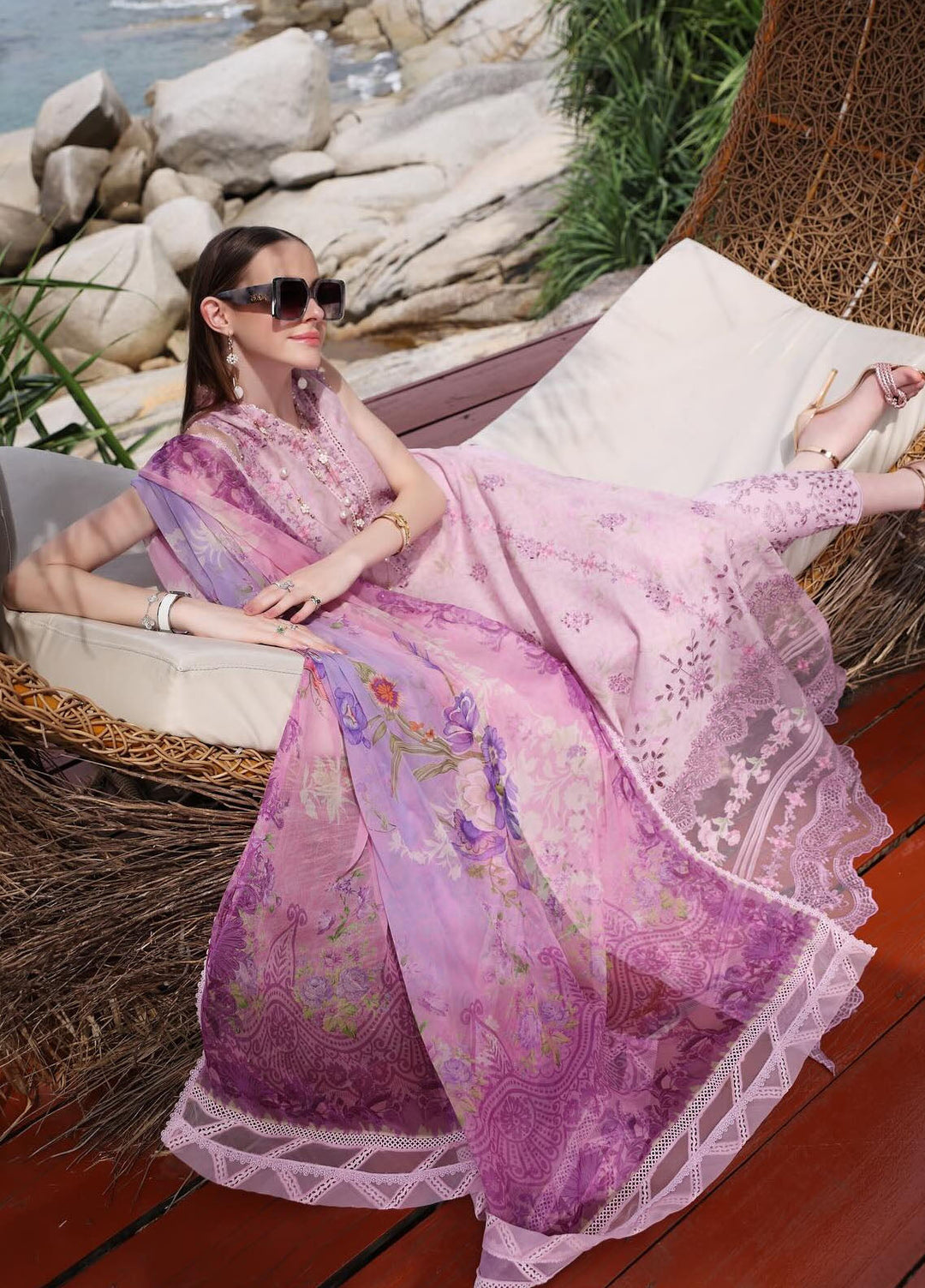 Noor by Saadia Asad Embroidered Lawn Suits Unstitched 3 Piece NSA24LP D5-A - Summer Collection