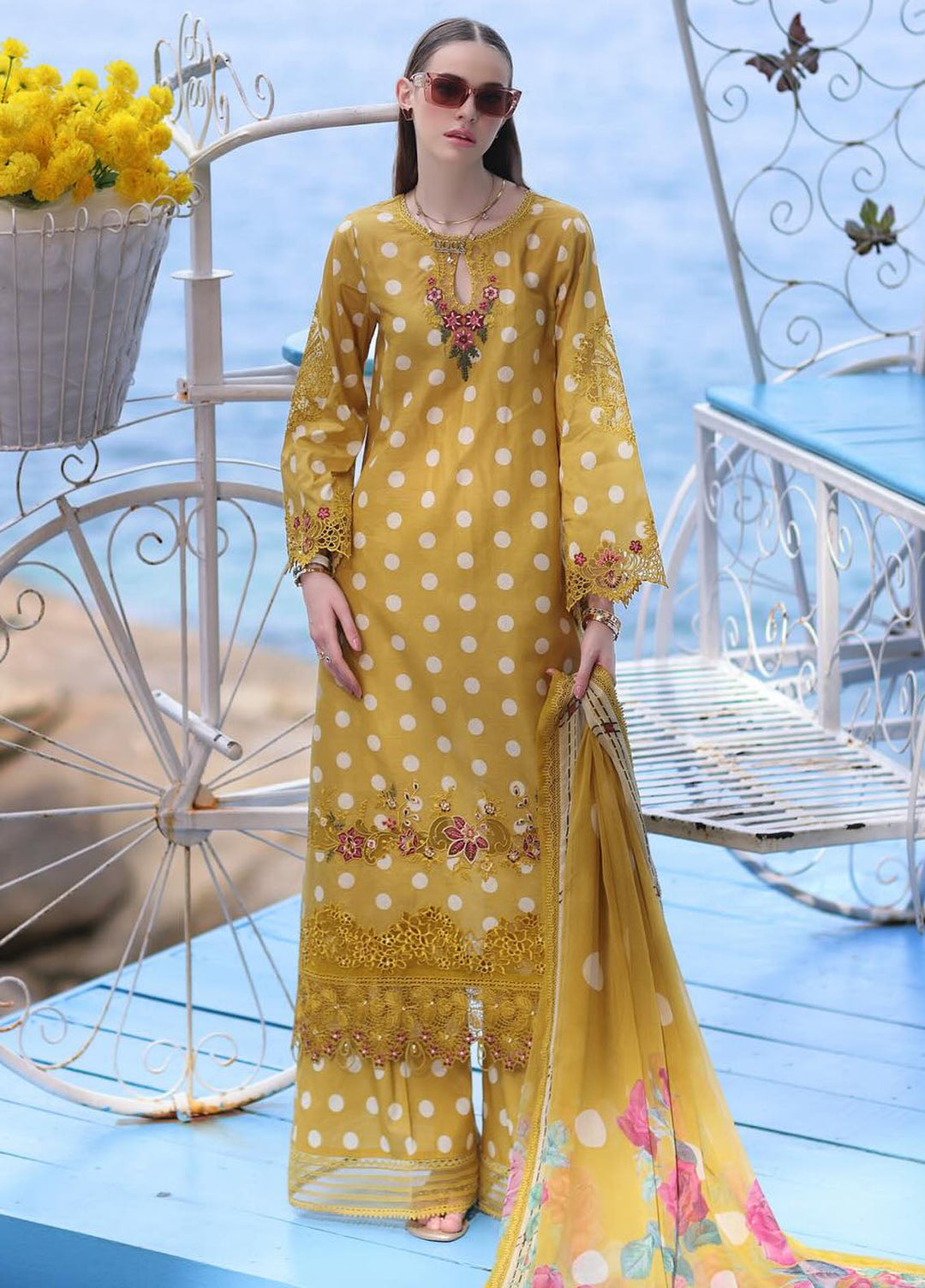 Noor by Saadia Asad Embroidered Lawn Suits Unstitched 3 Piece NSA24LP D6-B - Summer Collection