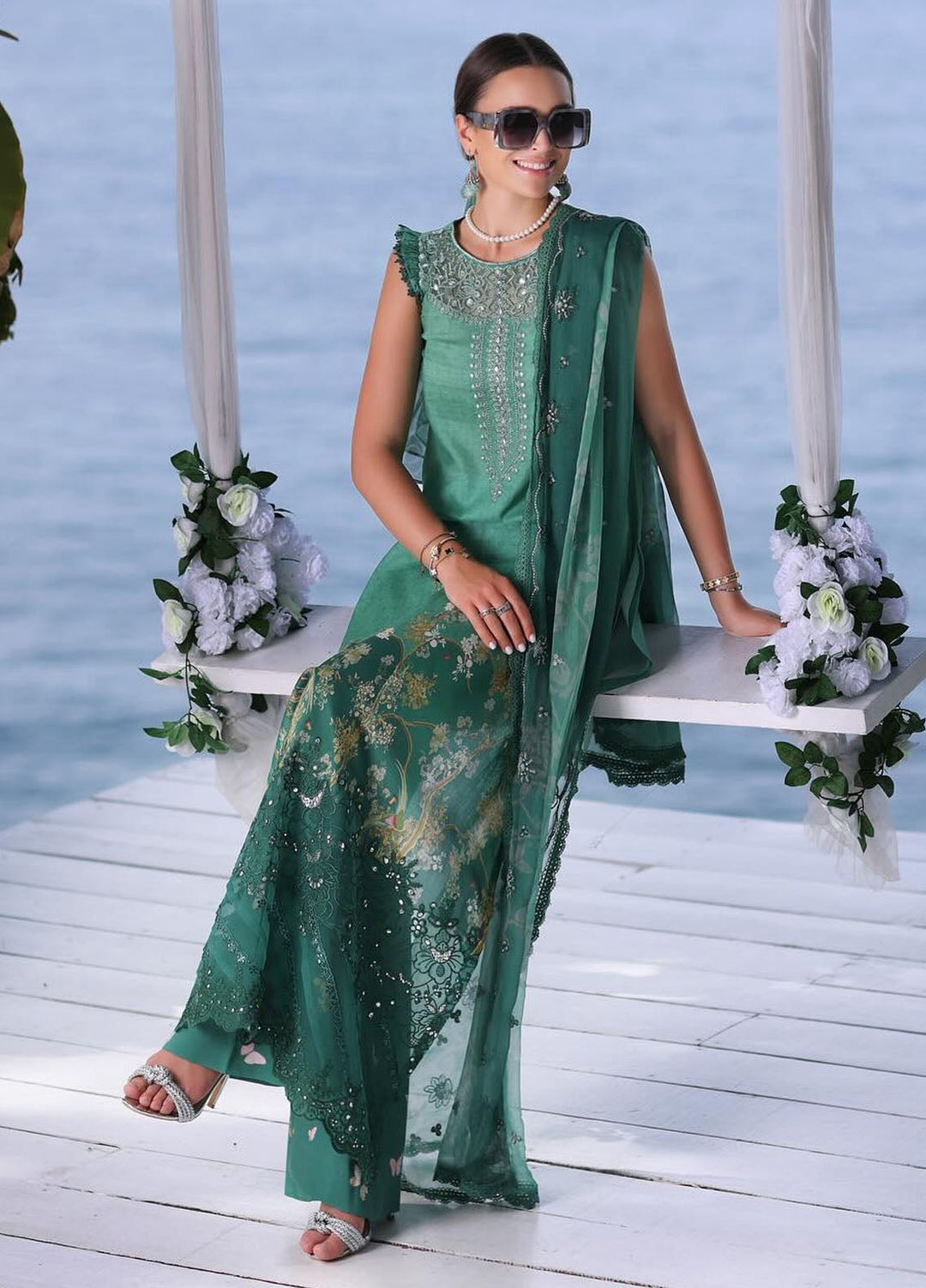 Noor by Saadia Asad Embroidered Lawn Suits Unstitched 3 Piece NSA24LP D7-B - Summer Collection