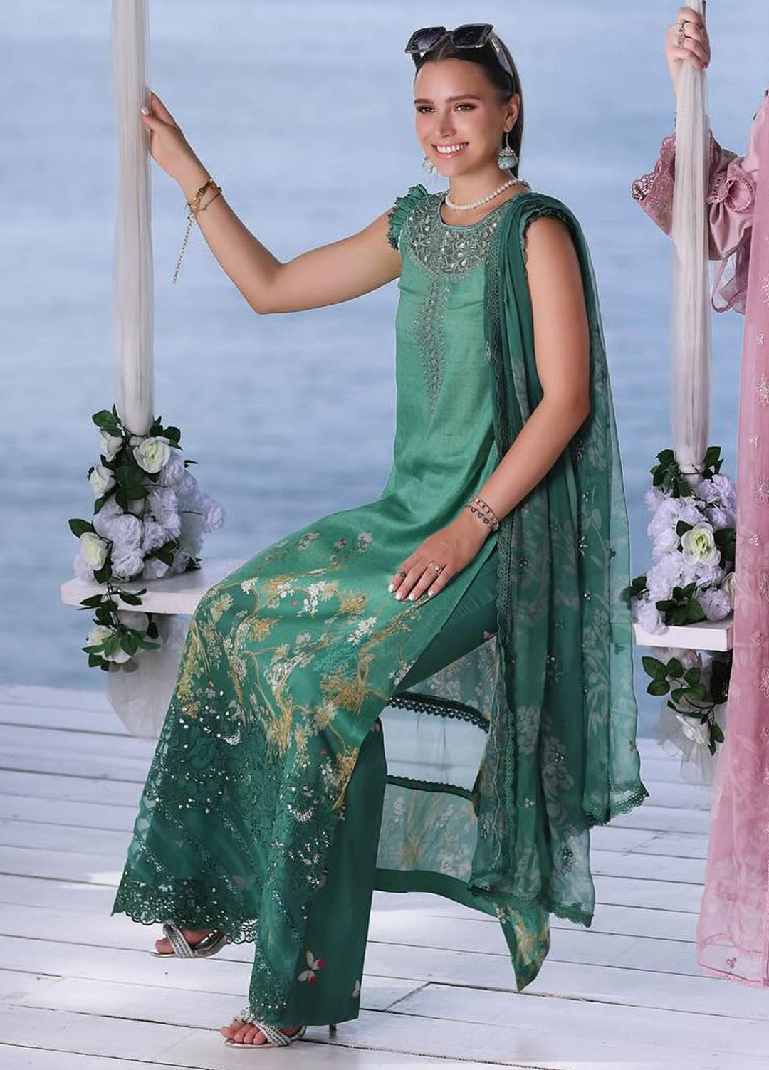 Noor by Saadia Asad Embroidered Lawn Suits Unstitched 3 Piece NSA24LP D7-B - Summer Collection