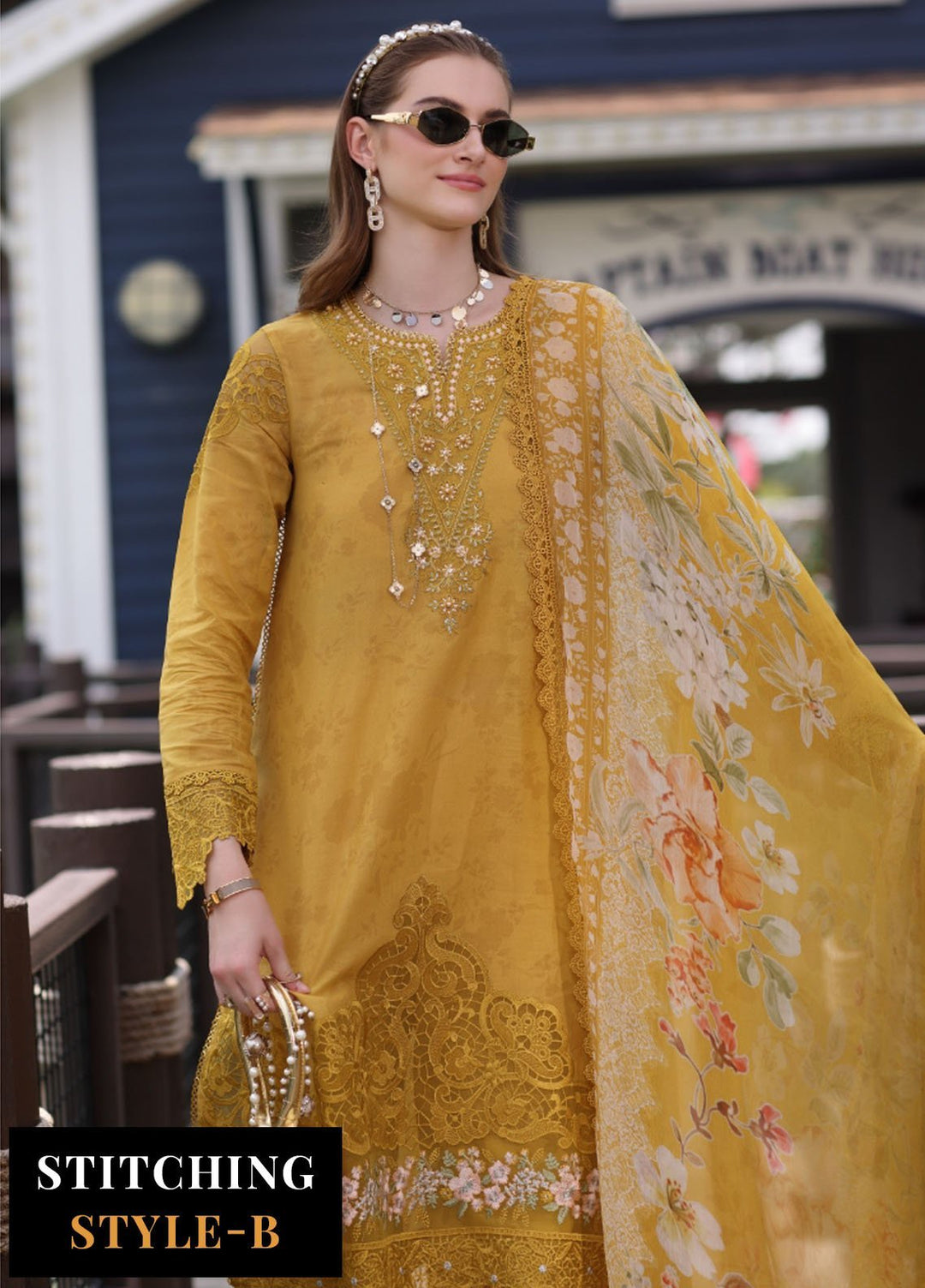 Noor by Saadia Asad Embroidered Lawn Suits Unstitched 3 Piece NSA25EC D-03 - Summer Collection