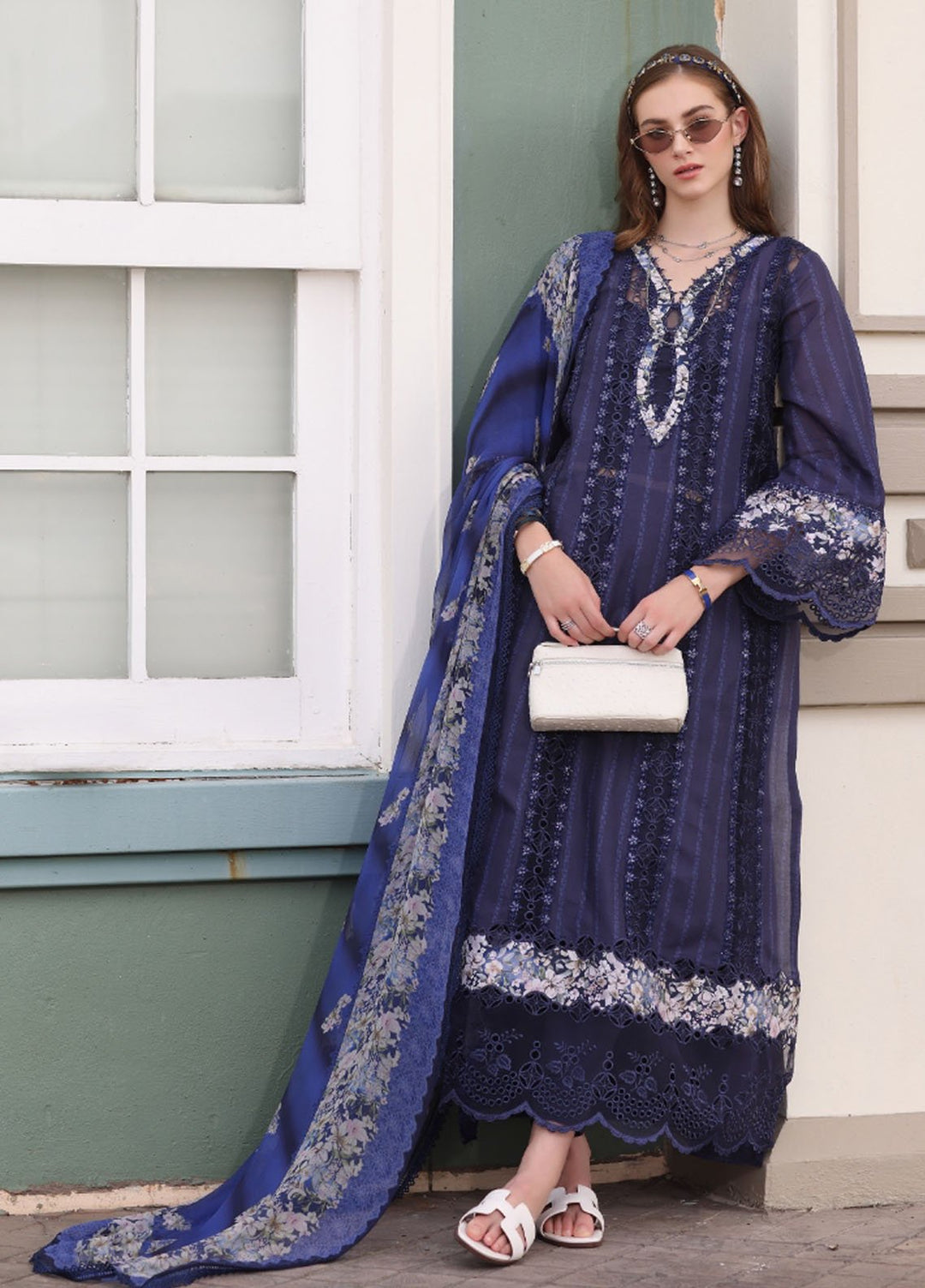 Noor by Saadia Asad Embroidered Lawn Suits Unstitched 3 Piece NSA25EC D-07 - Summer Collection