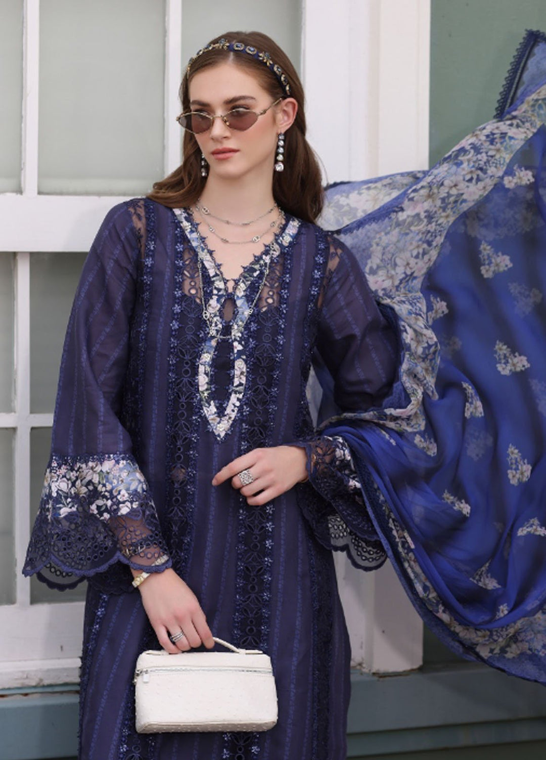Noor by Saadia Asad Embroidered Lawn Suits Unstitched 3 Piece NSA25EC D-07 - Summer Collection