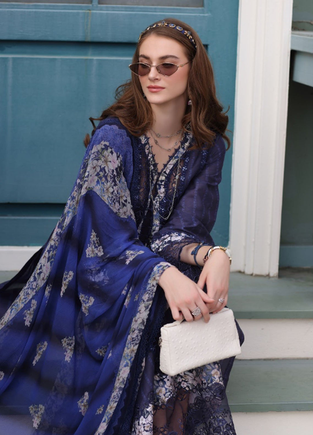Noor by Saadia Asad Embroidered Lawn Suits Unstitched 3 Piece NSA25EC D-07 - Summer Collection