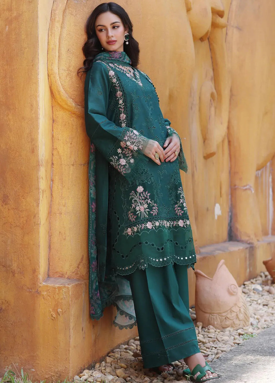 Noor by Saadia Asad Embroidered Lawn Suits Unstitched 3 Piece NSA25EL D10A - Summer Collection