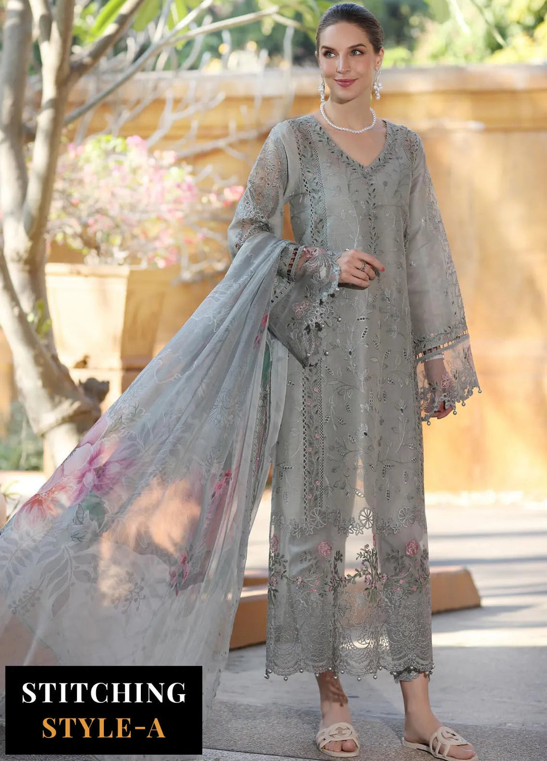 Noor by Saadia Asad Embroidered Lawn Suits Unstitched 3 Piece NSA25EL D1A - Summer Collection