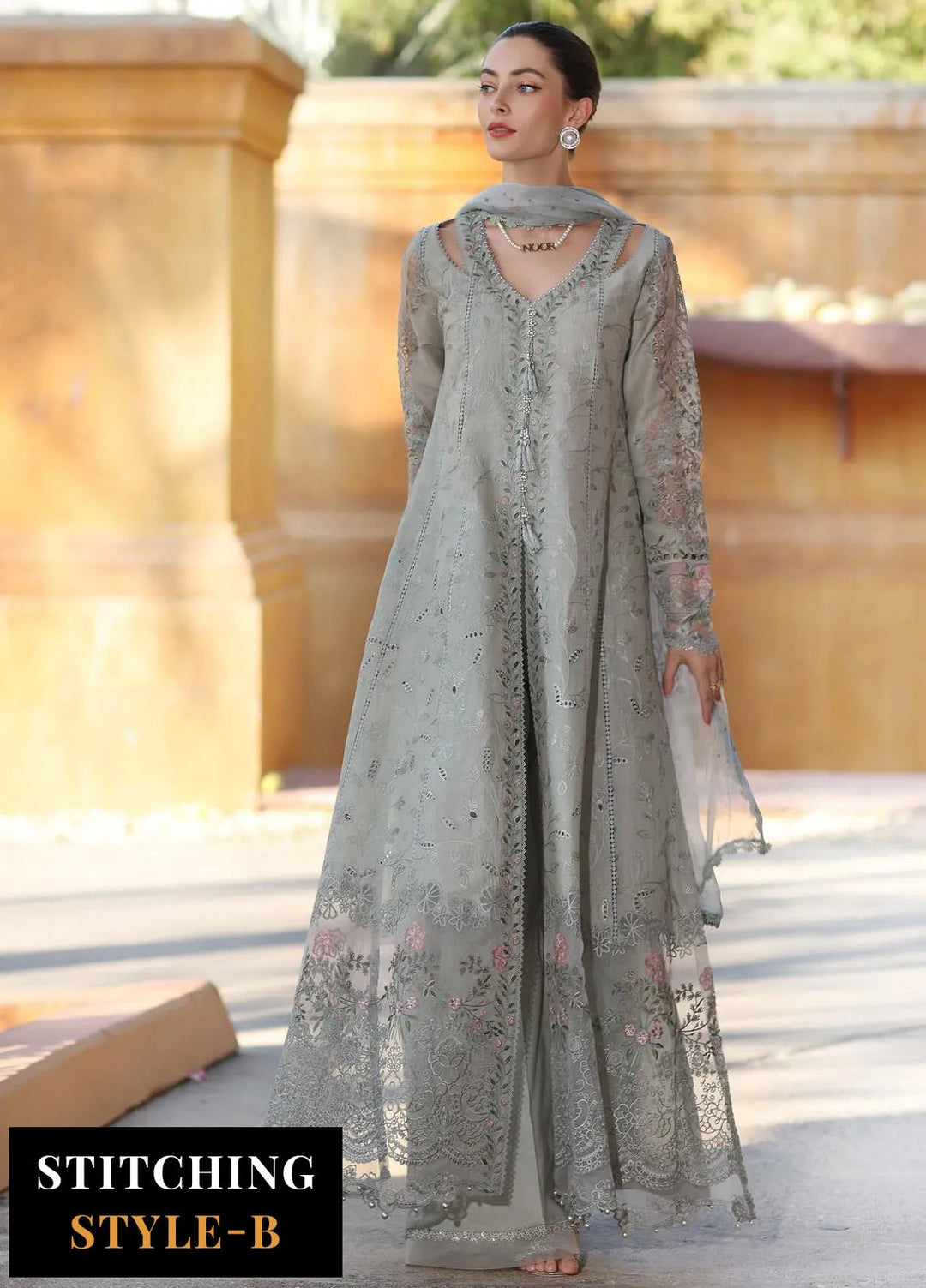 Noor by Saadia Asad Embroidered Lawn Suits Unstitched 3 Piece NSA25EL D1A - Summer Collection