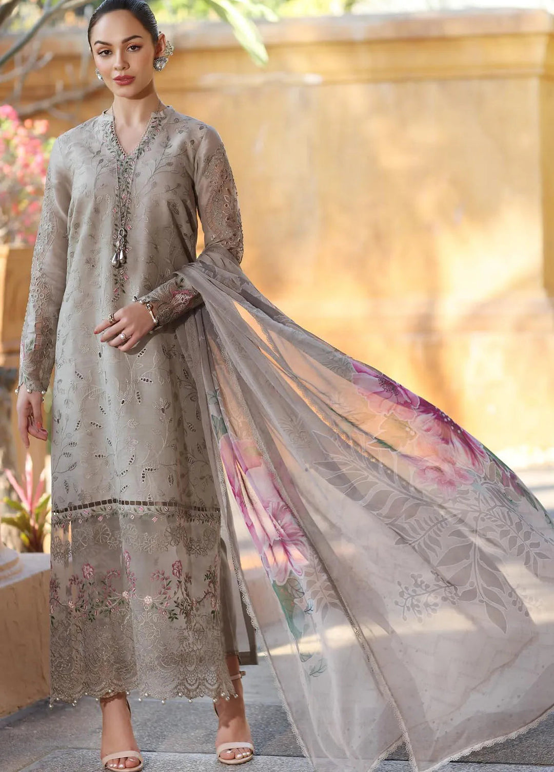 Noor by Saadia Asad Embroidered Lawn Suits Unstitched 3 Piece NSA25EL D1B - Summer Collection