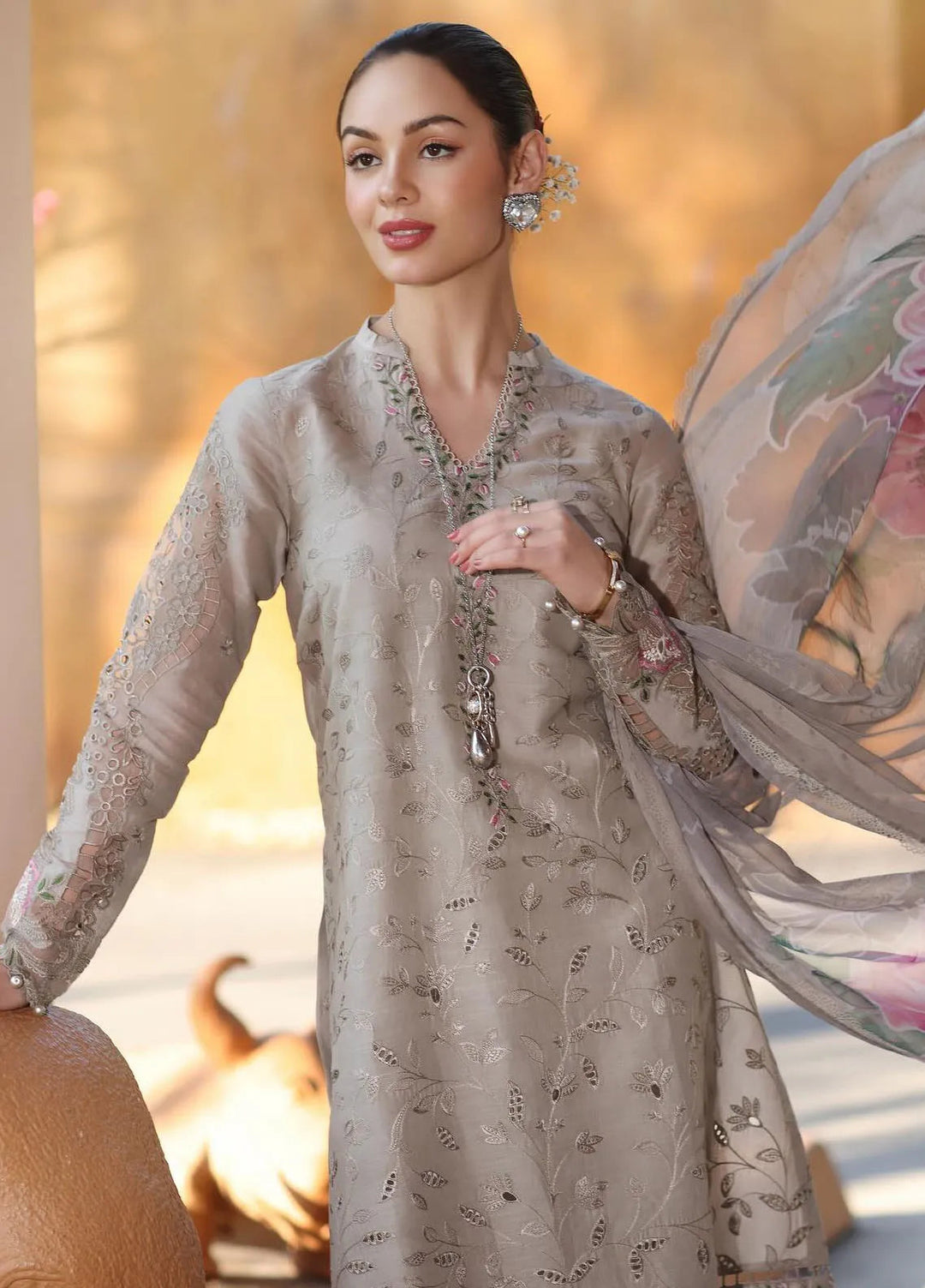 Noor by Saadia Asad Embroidered Lawn Suits Unstitched 3 Piece NSA25EL D1B - Summer Collection
