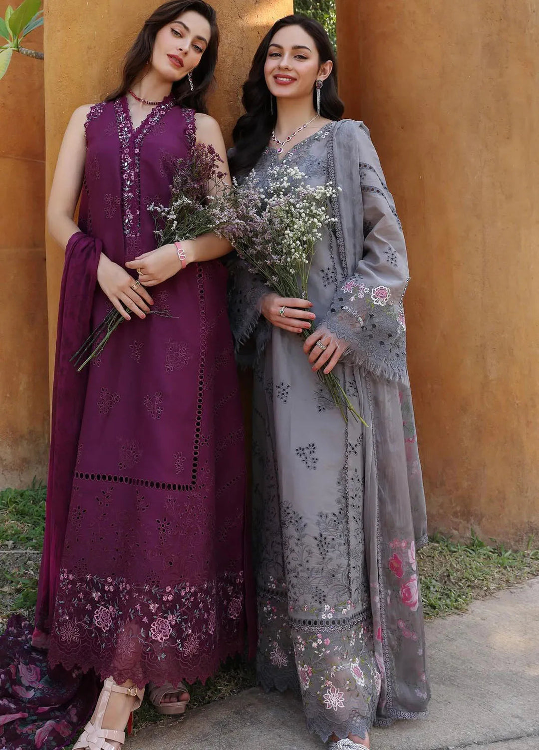 Noor by Saadia Asad Embroidered Lawn Suits Unstitched 3 Piece NSA25EL D2B - Summer Collection