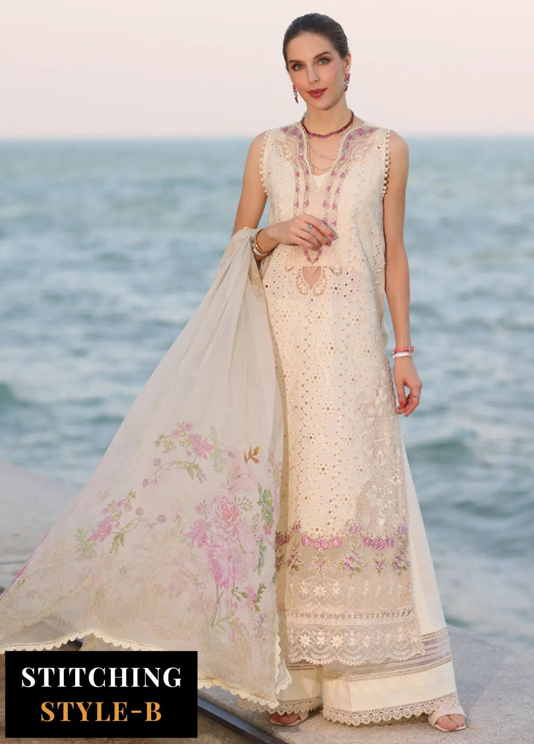 Noor by Saadia Asad Embroidered Lawn Suits Unstitched 3 Piece NSA25EL D3A - Summer Collection