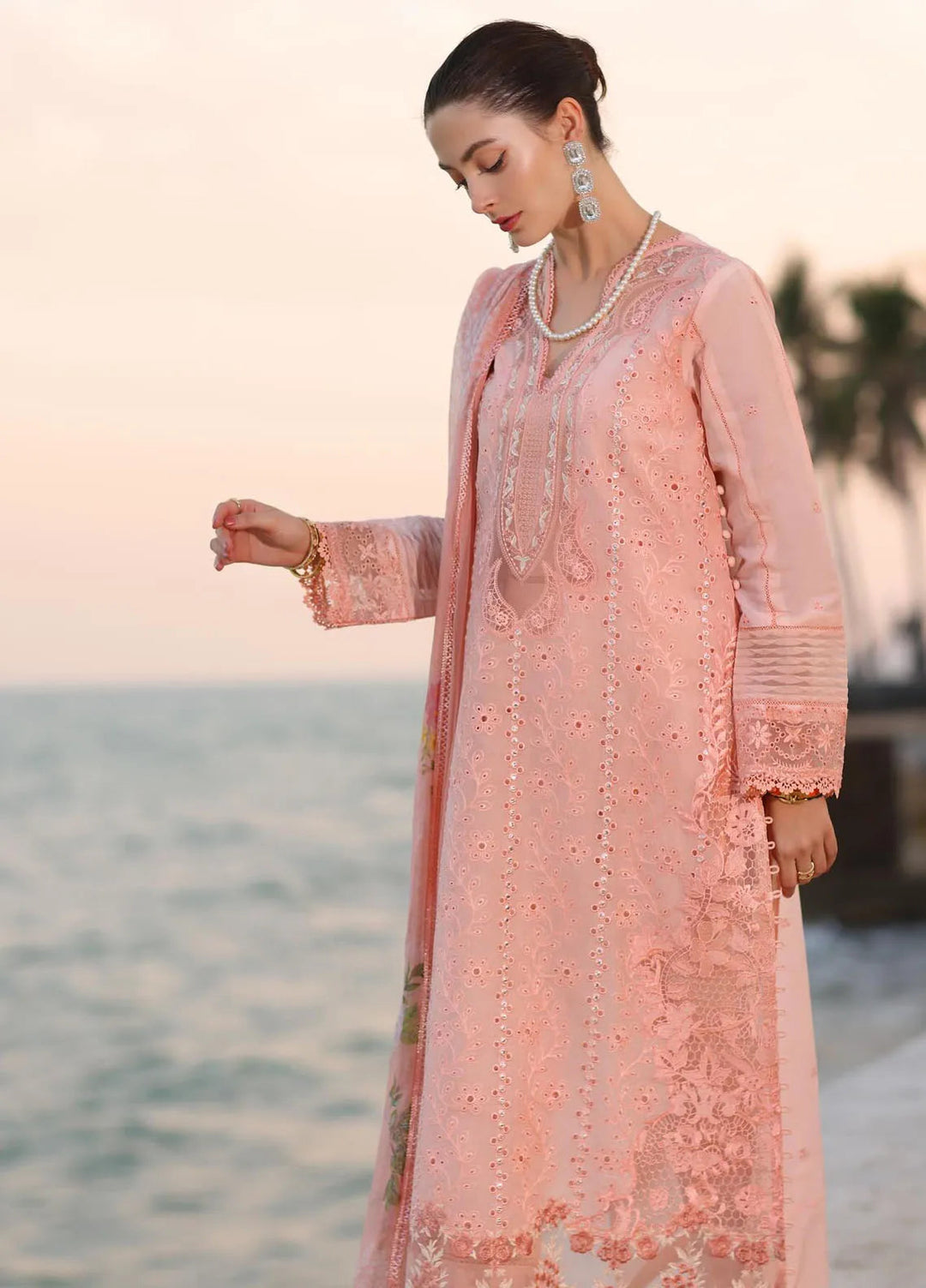 Noor by Saadia Asad Embroidered Lawn Suits Unstitched 3 Piece NSA25EL D3B - Summer Collection