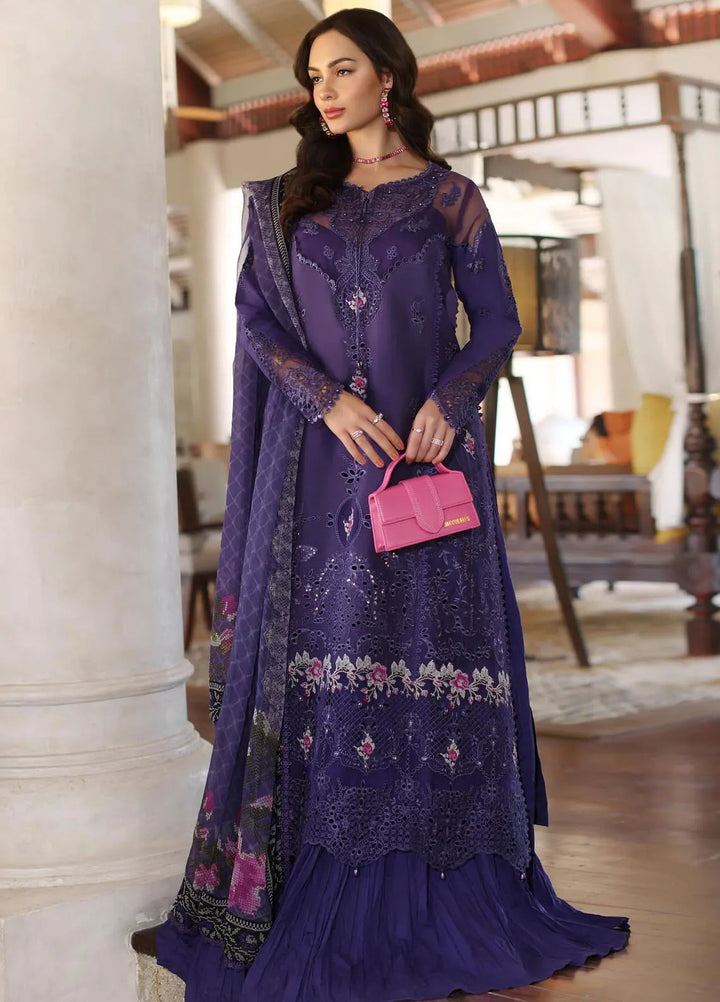 Noor by Saadia Asad Embroidered Lawn Suits Unstitched 3 Piece NSA25EL D4B - Summer Collection