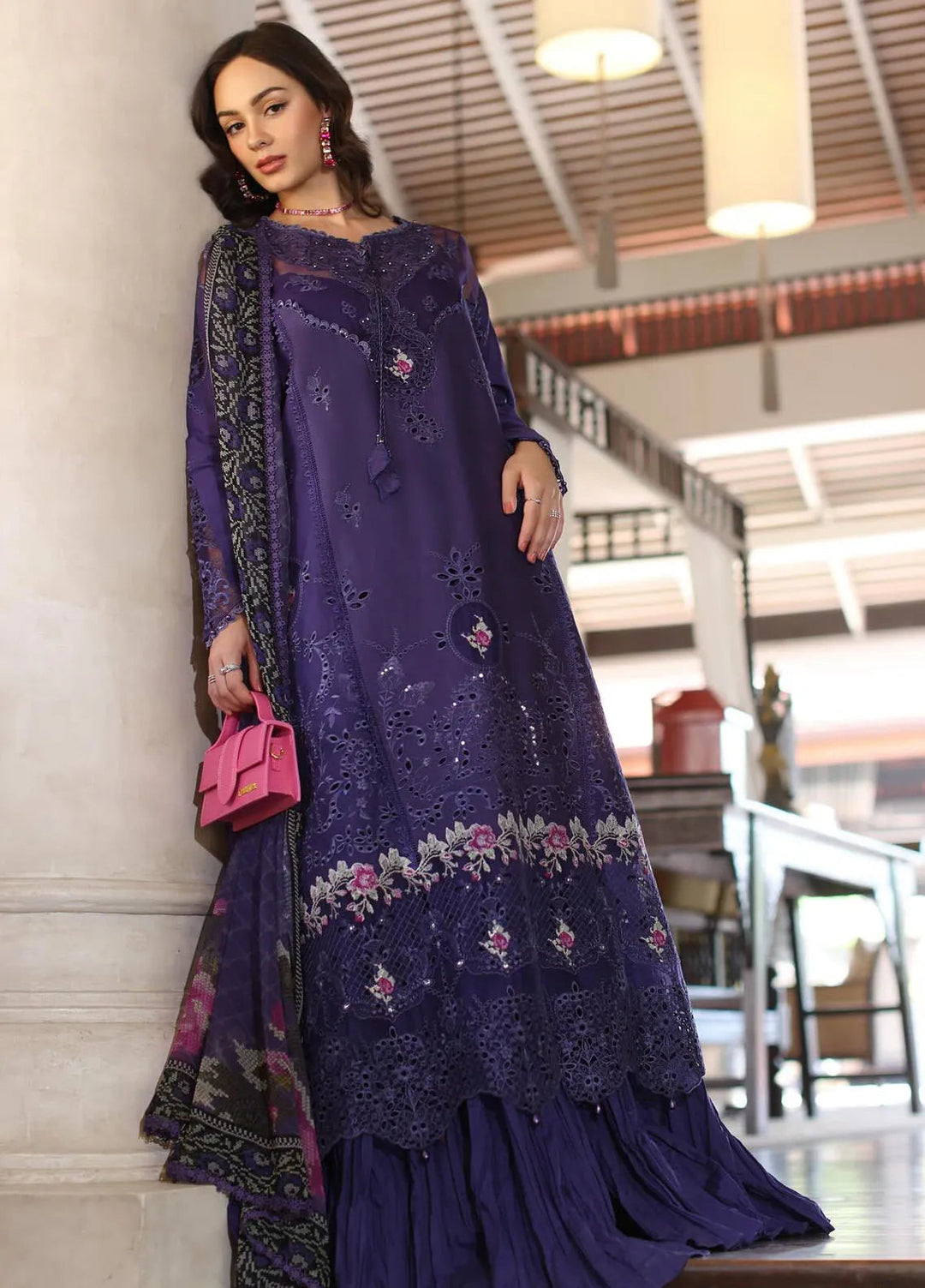 Noor by Saadia Asad Embroidered Lawn Suits Unstitched 3 Piece NSA25EL D4B - Summer Collection