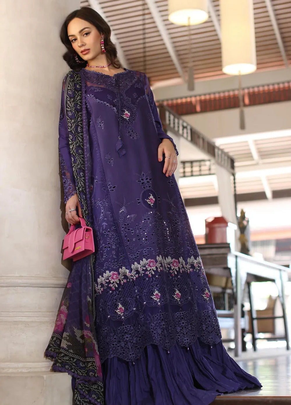Noor by Saadia Asad Embroidered Lawn Suits Unstitched 3 Piece NSA25EL D4B - Summer Collection