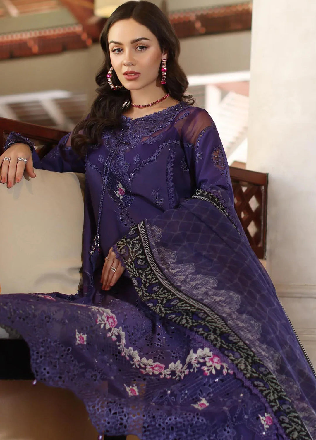 Noor by Saadia Asad Embroidered Lawn Suits Unstitched 3 Piece NSA25EL D4B - Summer Collection