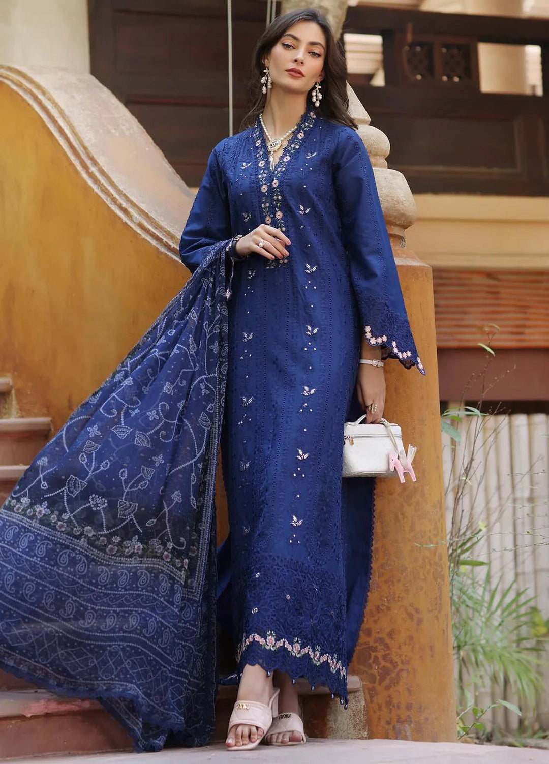 Noor by Saadia Asad Embroidered Lawn Suits Unstitched 3 Piece NSA25EL D5B - Summer Collection