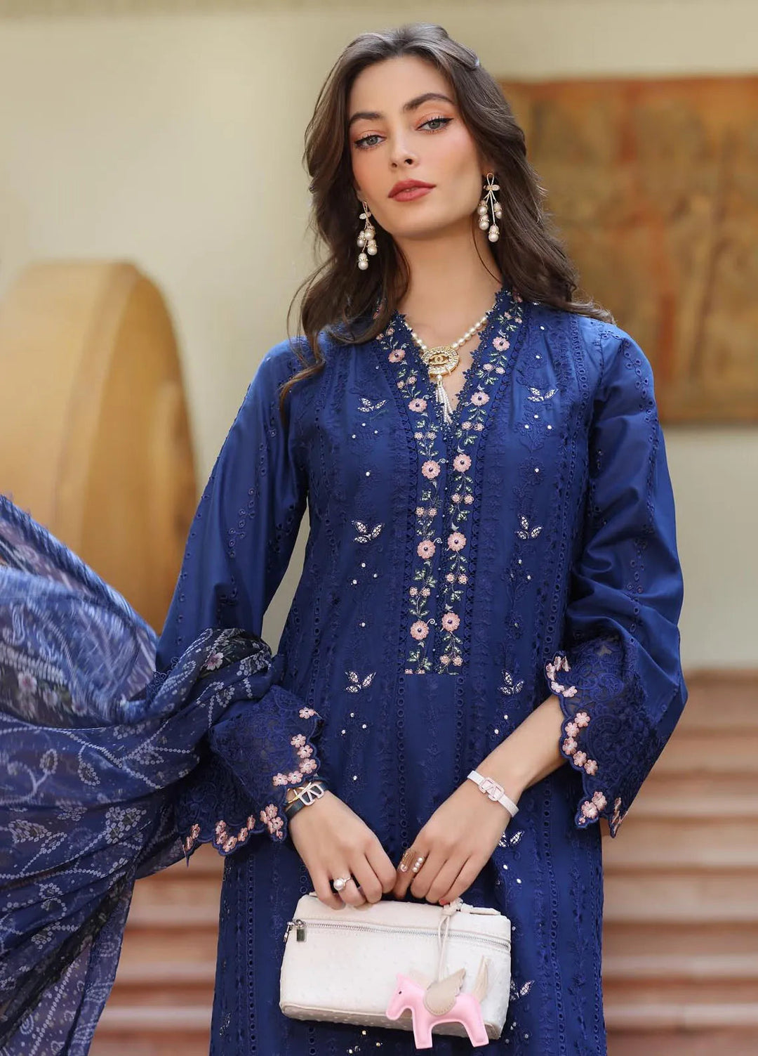 Noor by Saadia Asad Embroidered Lawn Suits Unstitched 3 Piece NSA25EL D5B - Summer Collection
