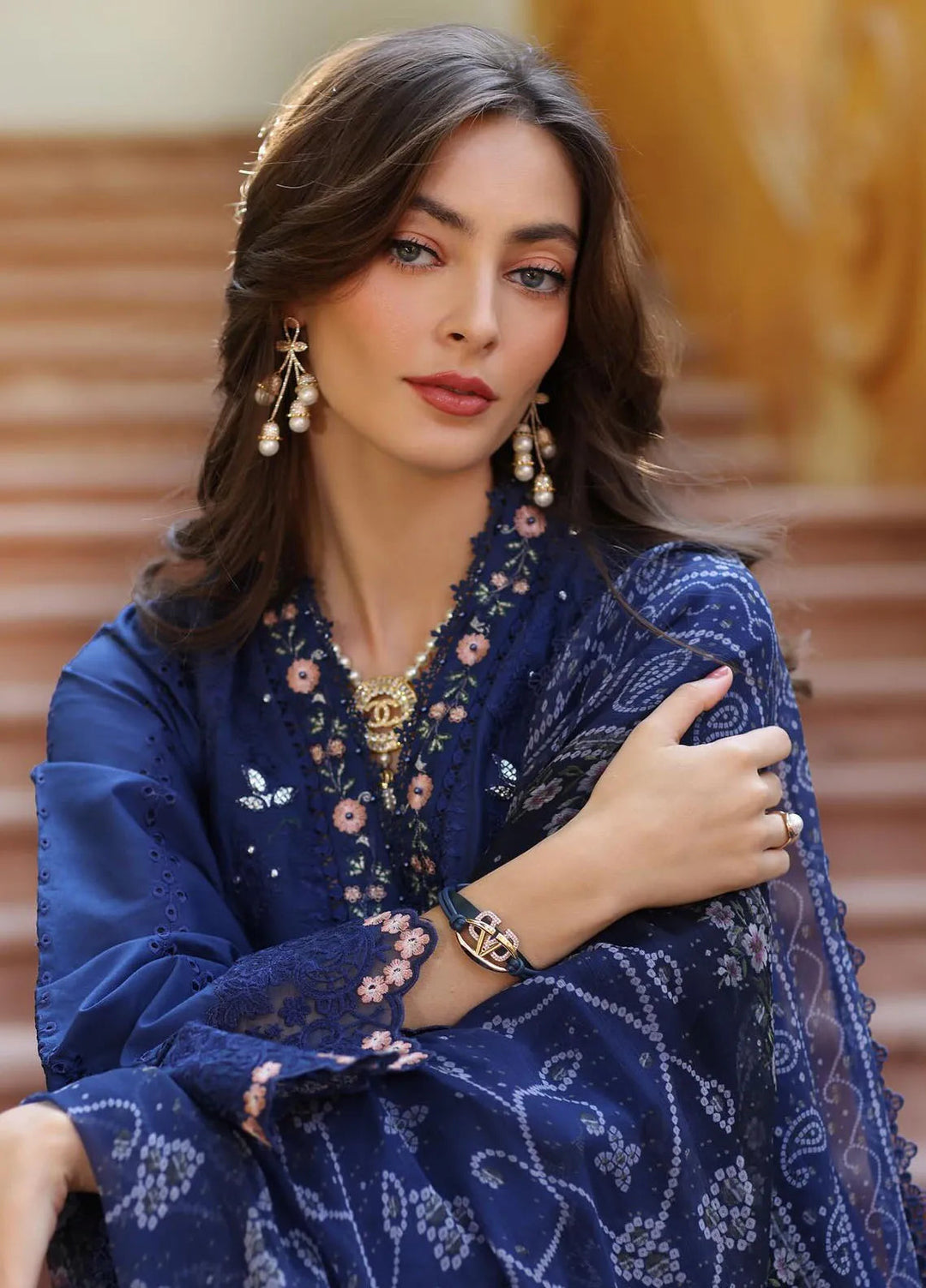 Noor by Saadia Asad Embroidered Lawn Suits Unstitched 3 Piece NSA25EL D5B - Summer Collection