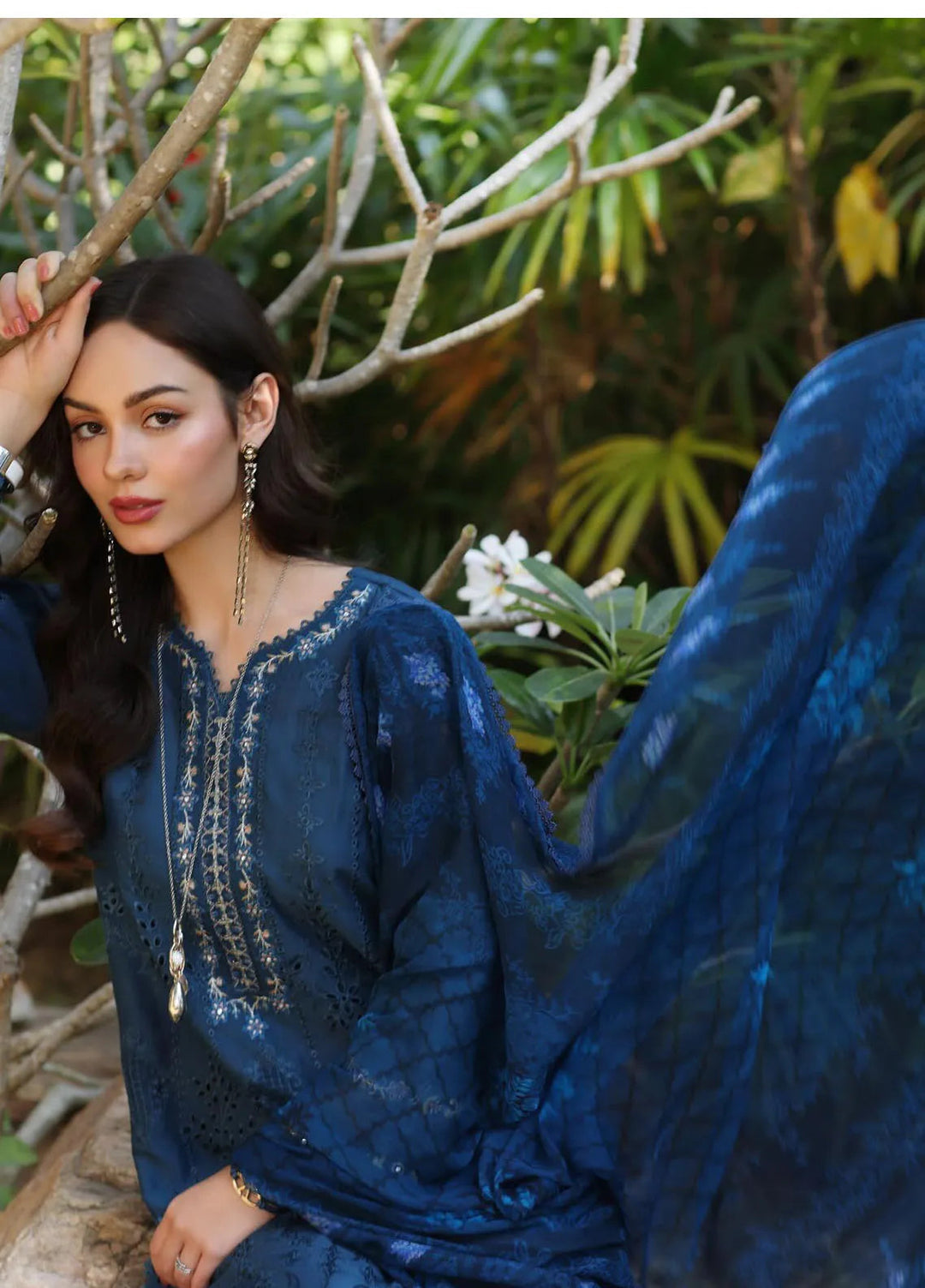 Noor by Saadia Asad Embroidered Lawn Suits Unstitched 3 Piece NSA25EL D7B - Summer Collection