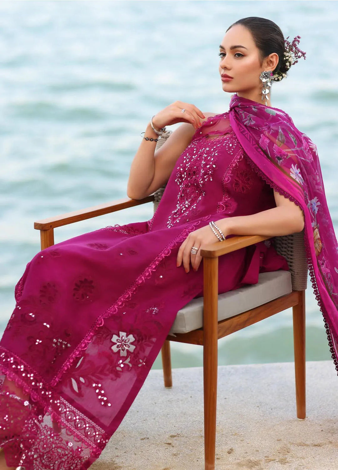 Noor by Saadia Asad Embroidered Lawn Suits Unstitched 3 Piece NSA25EL D9A - Summer Collection