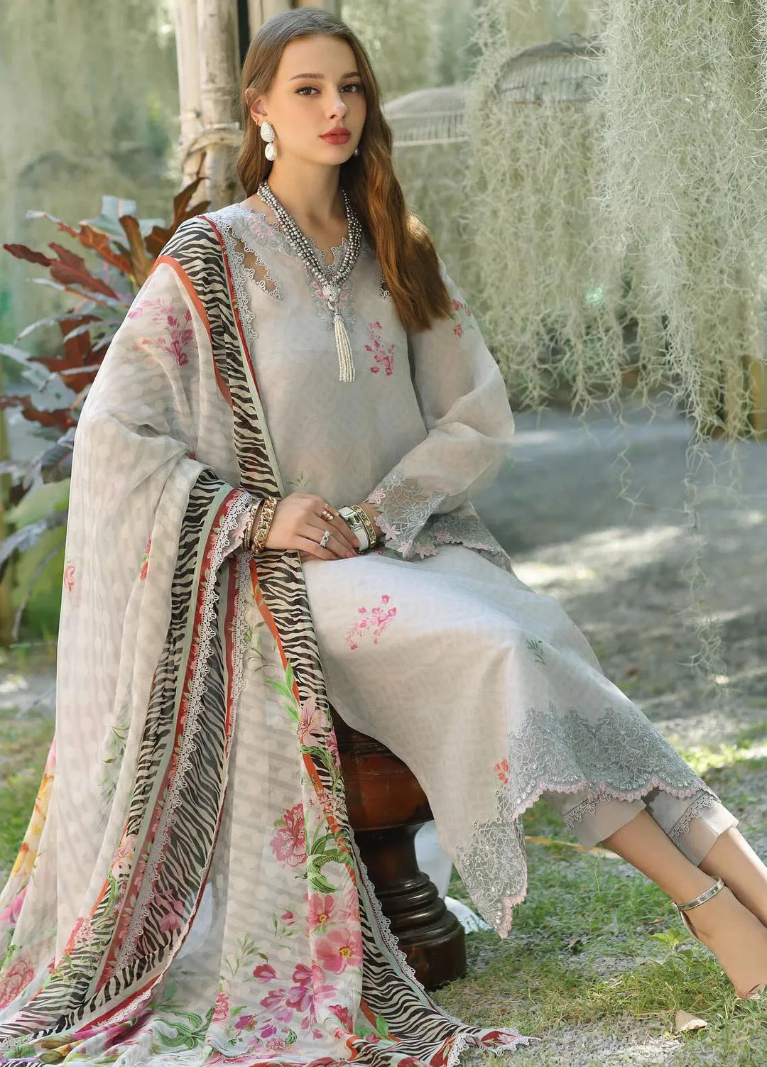 Noor by Saadia Asad Embroidered Lawn Suits Unstitched 3 Piece NSA25EP D10-A - Summer Collection